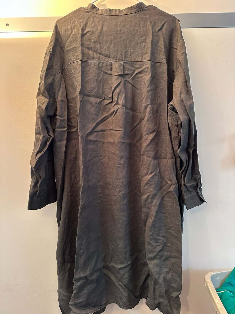 Eileen Fisher Shirt Dress Size 3X Organic Linen Gray
